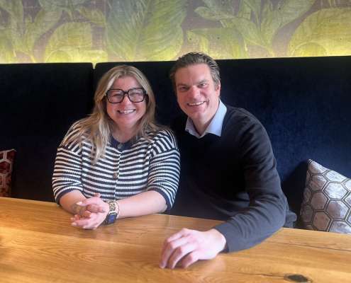 Interim Head of School Funda Suzan meets with incoming Head of School Philipp Kraft